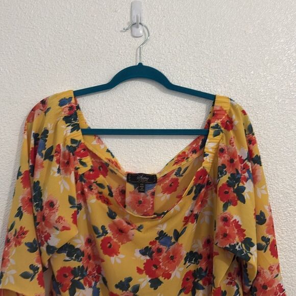 Status by Chenault-Womens Yellow Floral Shirt Blouse Top- Size XXL - Picture 2 of 9